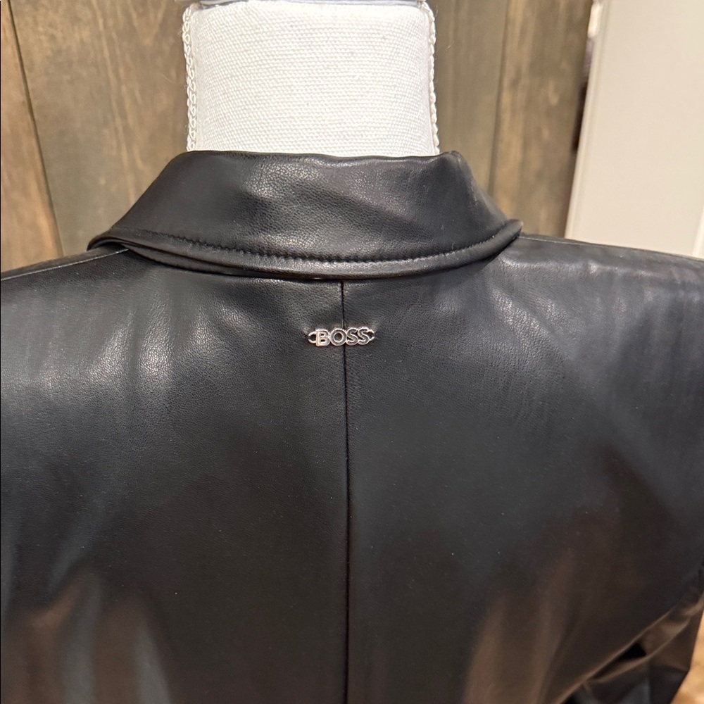 Boss Black Double-Breasted Vegan Leather Blazer - Picture 6 of 11